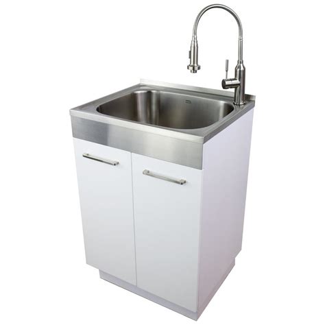 white laundry tub cabinet with stainless steel sink|laundry tub with cabinet costco.